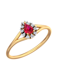 18K Gold & Diamond Gemstone Ring For Women KRB10084