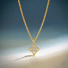 Gold & Diamond Floral Pendant Set KRC40684
