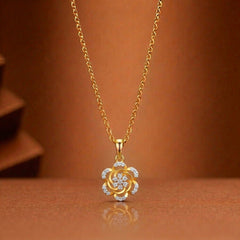 Gold & Diamond Floral Pendant Set KRC40681