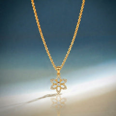 Gold & Diamond Floral Pendant Set KRC40678