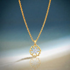 Gold & Diamond Floral Pendant Set KRC40652