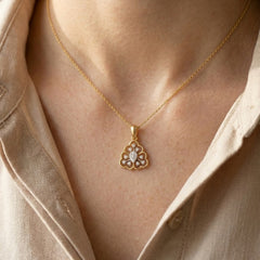 Gold & Diamond Floral Pendant Set KRC40646