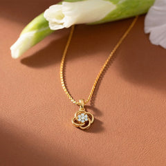 Gold & Diamond Floral Pendant Set KRC40623