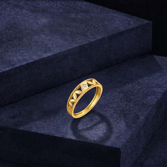 Gold & Diamond Solitaire Band Ring For Men KRC20078