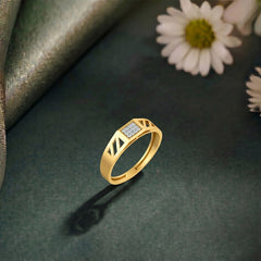 Gold & Diamond Band Ring For Men KRC20076