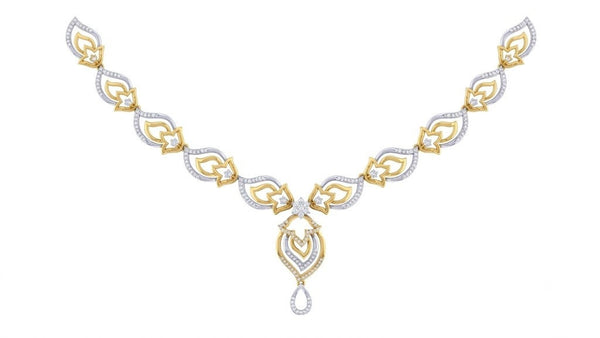 Gold & Diamond Teardrop Necklace Set KRC60137N