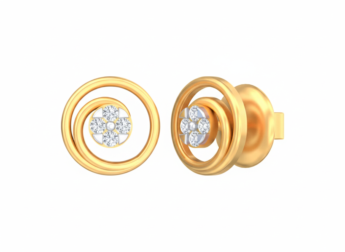 18K Gold & Diamond Women Stud Earring KSK058