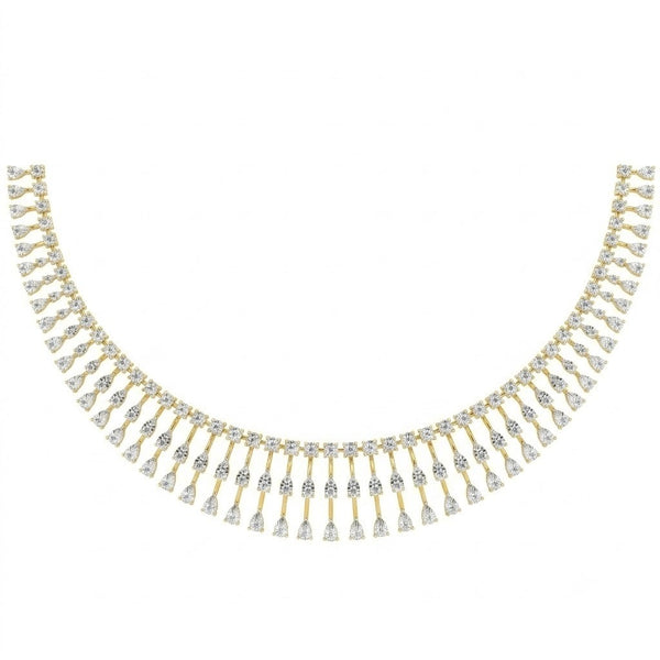 Gold & Diamond Treadrop Necklace Set KRC60139N