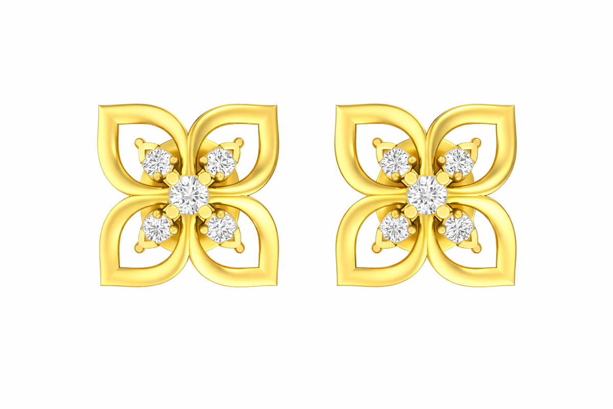 18K Gold & Diamond Women Dailywear Earring KER-39