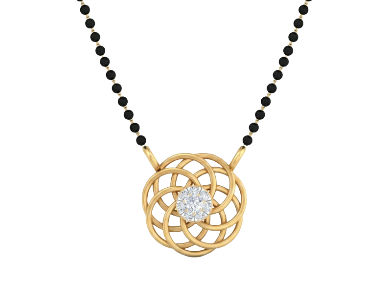 18K Gold & Diamond Beaded Mangalsutra For Women KSK209