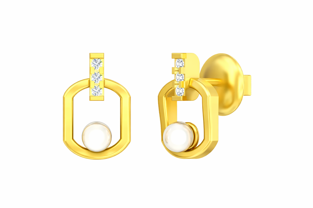 18K Gold & Diamond Women Dailywear Earring KSK025