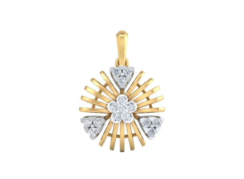 18K Gold & Diamond Floral Pendant Set KRK40198P