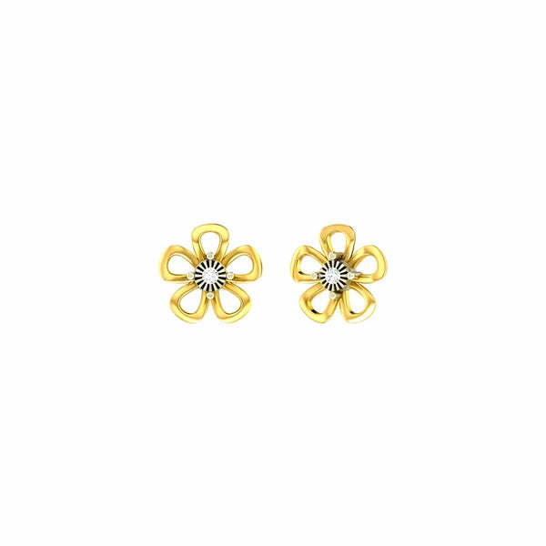 Gold & Diamond Floral Stud Women Earring KRB30082