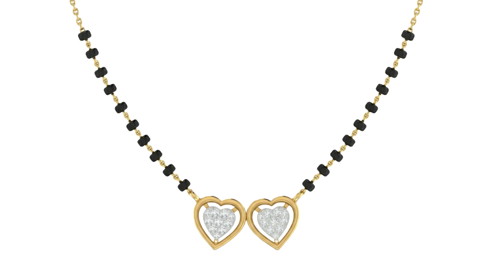 18K Gold & Diamond Heart Mangalsutra For Women KRA90061