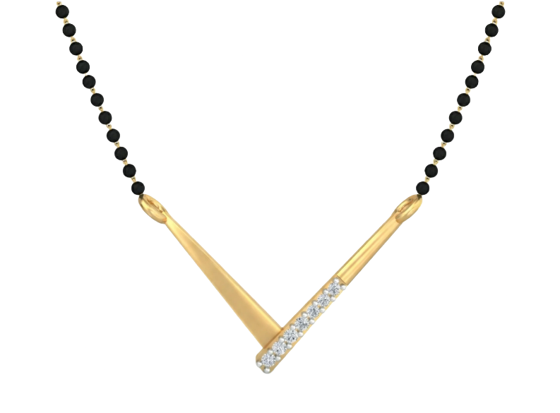 Yellow gold & diamond classic modern mangalsutra on white background