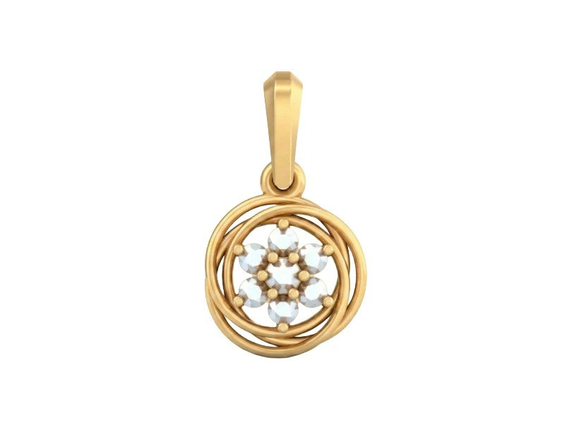 Yellow Gold pendant with intricate design on a white background