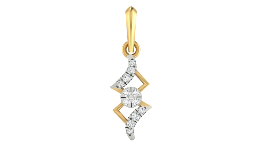 Gold & Diamond Vertical Wave Pendant Set KRC40567
