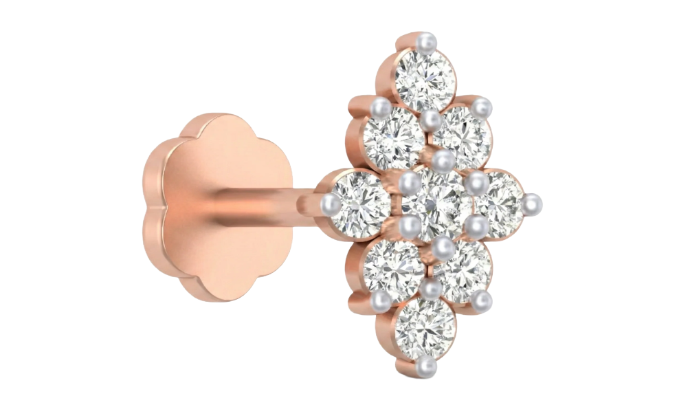 Gold & Diamond Stud Nose Pin KRC80299