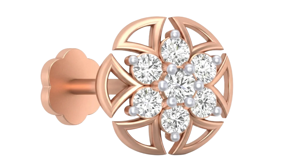 Gold & Diamond Stud Nose Pin KRC80302