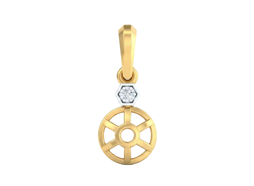 Gold pendant with a diamond on a white background