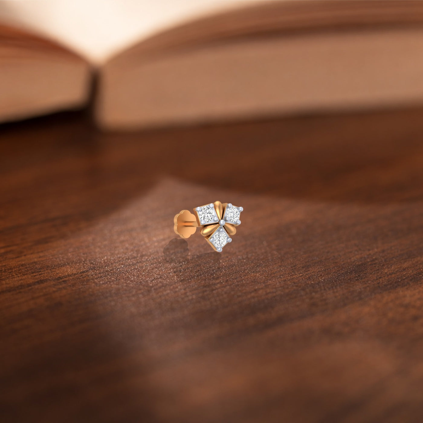 Gold & Diamond Stud Nose Pin KRC80193