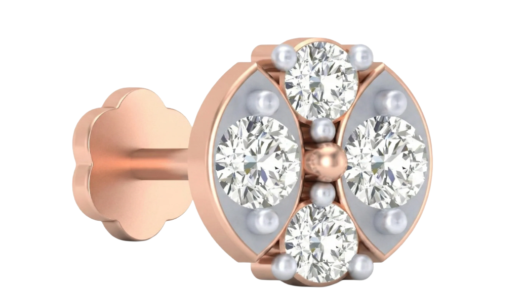 Gold & Diamond Round Nose Pin KRA50096