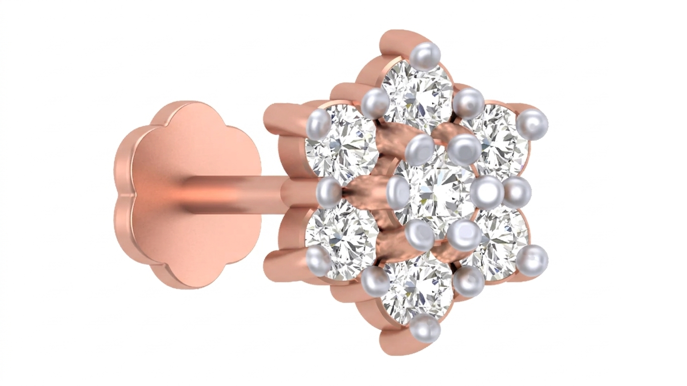 Gold & Diamond Stud Nose Pin KRC80294