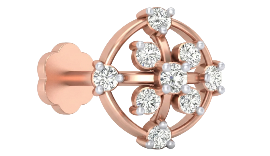 Gold & Diamond Stud Nose Pin KRC80304