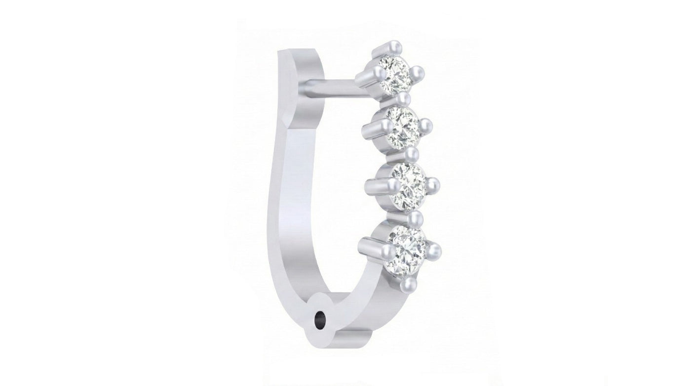 white gold and diamond nose ring  on a white background