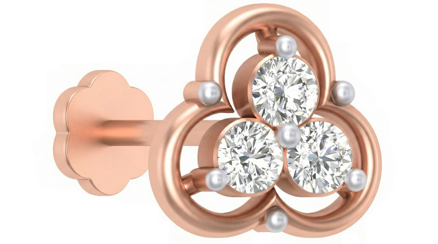 Gold & Diamond Stud Nose Pin KRC80300