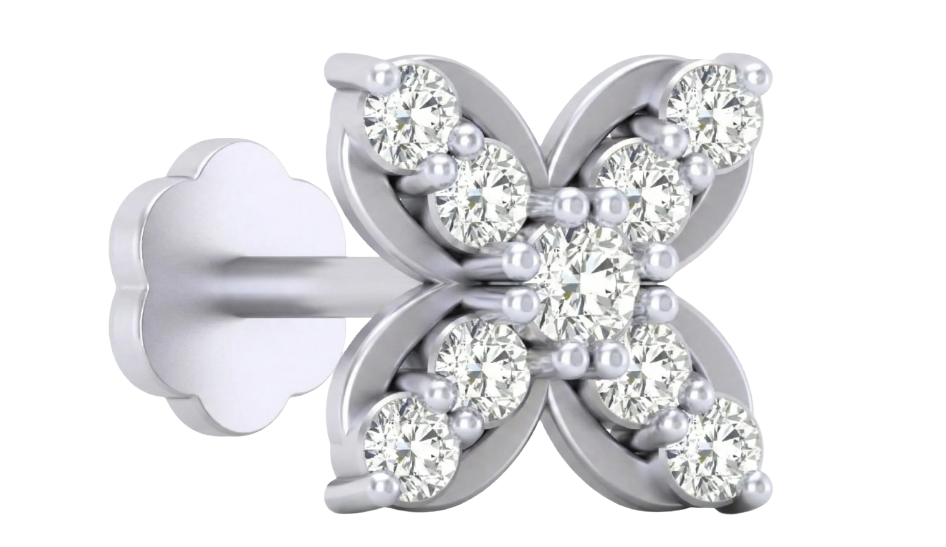 Gold & Diamond Stud Nose Pin KRC80303