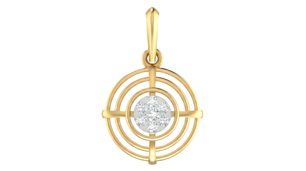Gold & Diamond Round-Shaped Pendant Set KRC40597