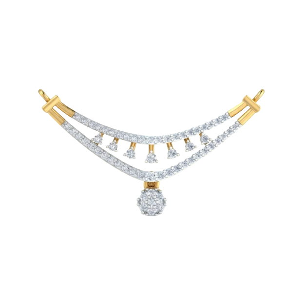 Yellow gold & diamond bridal mangalsutra on white background