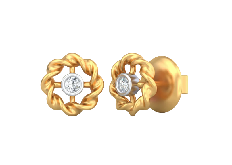 Gold & Diamond Solitaire Women Earring KRC30148
