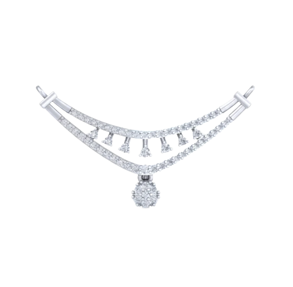 White gold & diamond bridal mangalsutra on white background