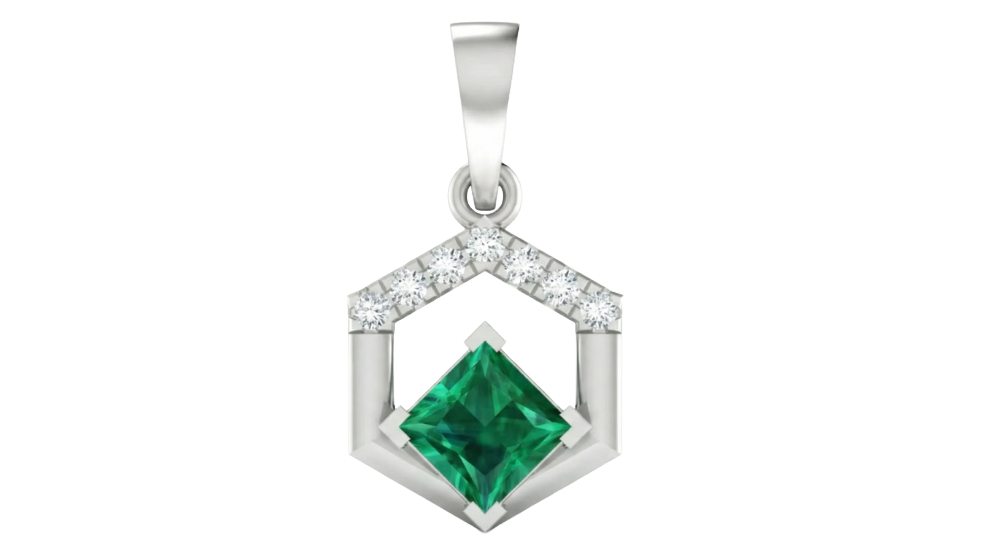 Gold & Diamond Gemstone Pendant Set KRC40606