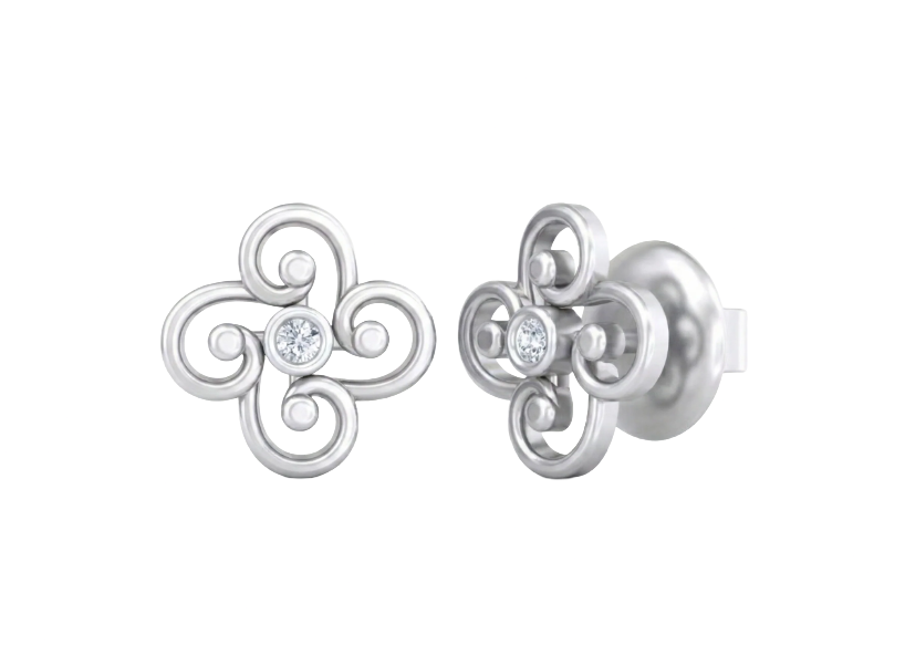 Gold & Diamond Solitaire Women Earring KRC30162
