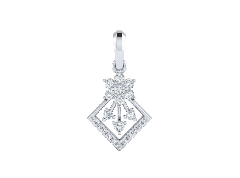 White gold and diamond pendant on a white background