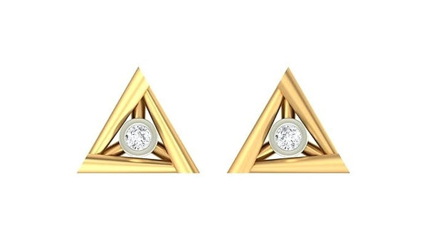 Gold & Diamond Triangle-Shaped Women Stud Earring KRB30035