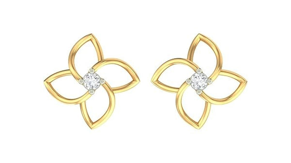 Gold & Diamond Floral Stud Women Earring KRB30036