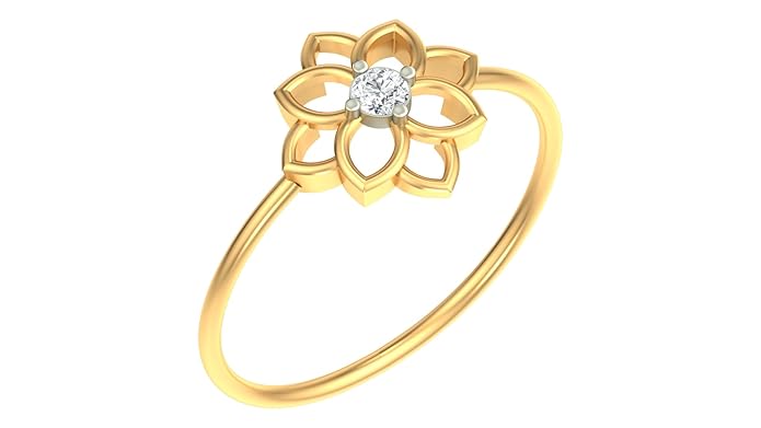 Gold & Diamond Floral Ring For Women KRB10078