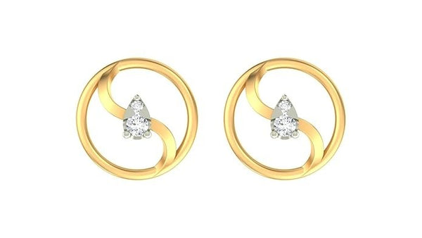 Gold & Diamond Round-Shaped Women Earring KRB30034