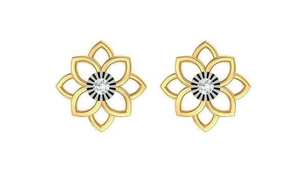 Gold & Diamond Floral Stud Women Earring KRB30046
