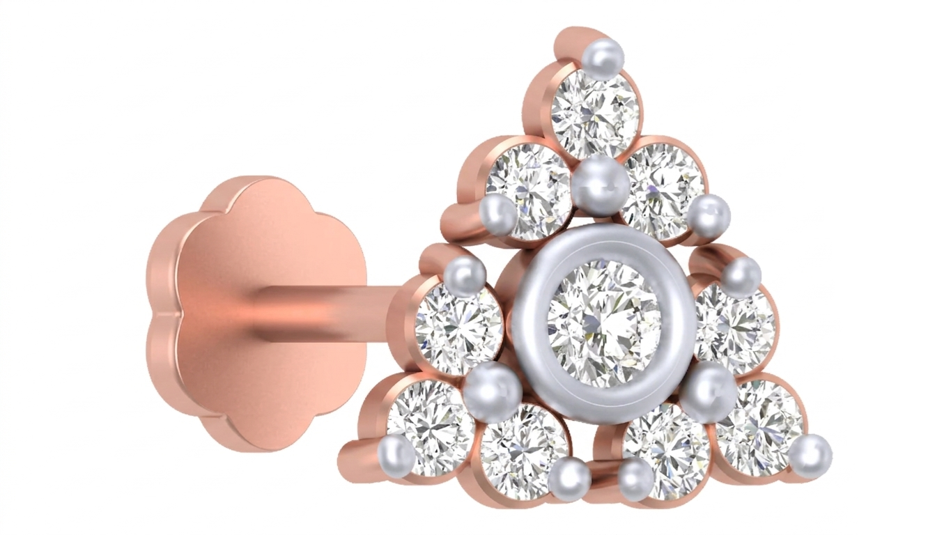 Gold & Diamond Stud Nose Pin KRC80293