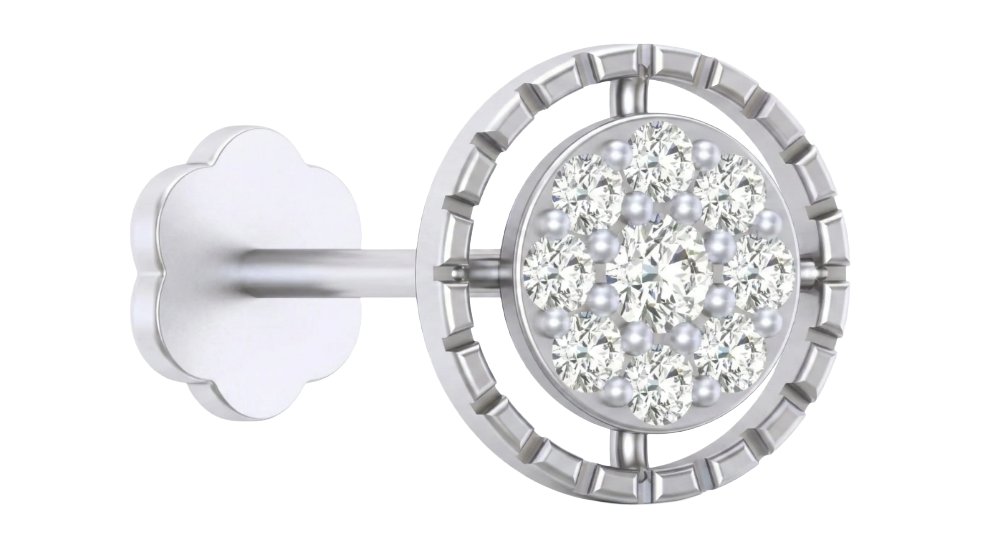 18K Gold & Diamond Round Nose Pin KRA50048