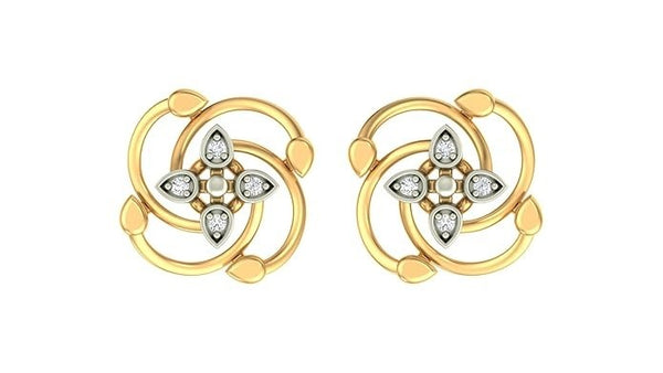Gold & Diamond Women Floral Stud Earring KRB30033