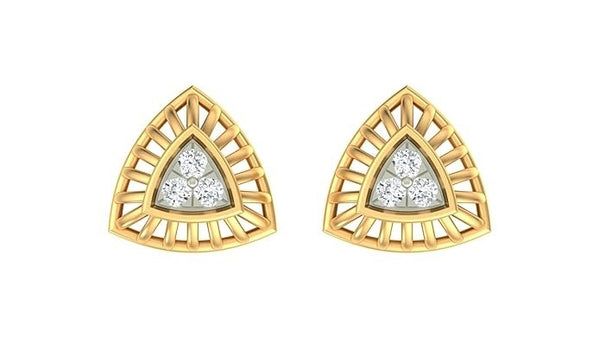 Gold & Diamond Triangle Women Stud Earring KRB30043