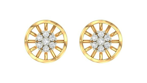 Gold & Diamond Round-Shaped Women Stud Earring KRB30040