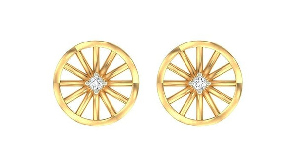 Gold & Diamond Round-Shaped Stud Women Earring KRB30041
