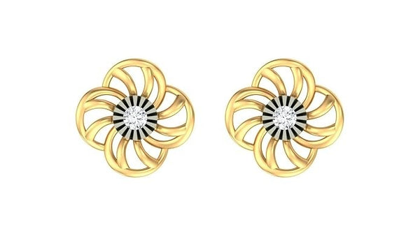 Gold & Diamond Floral Stud Earring For Women KRB30044